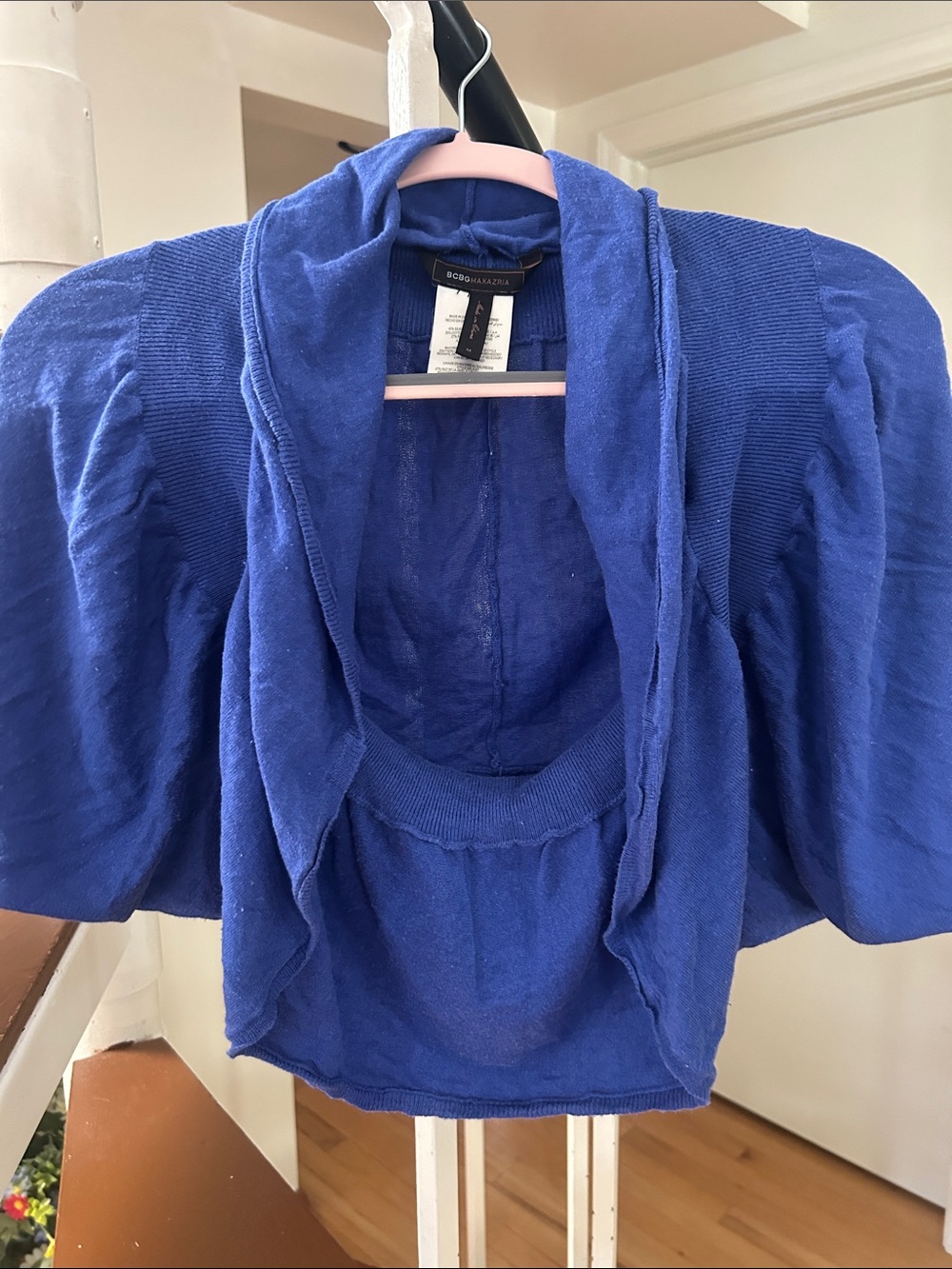 BCBGMaxAzria Royal Blue Open Short Sleeve Cardigan